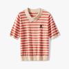 SNOWFORTE Women's Wool-Blend Striped Polo Knit Short-Sleeve Top