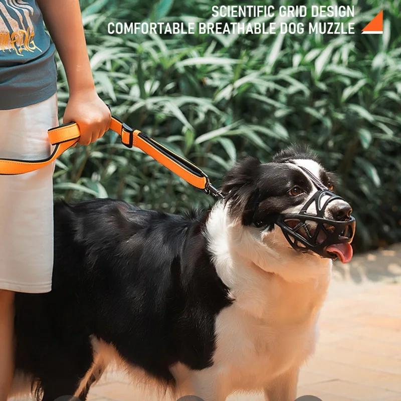 Pet Dog Basket Muzzles Upgraded Soft Breathable Cage Muzzle Adjustable Dog Mouth Guard Anti-Bark Biting for Small Large Dogs