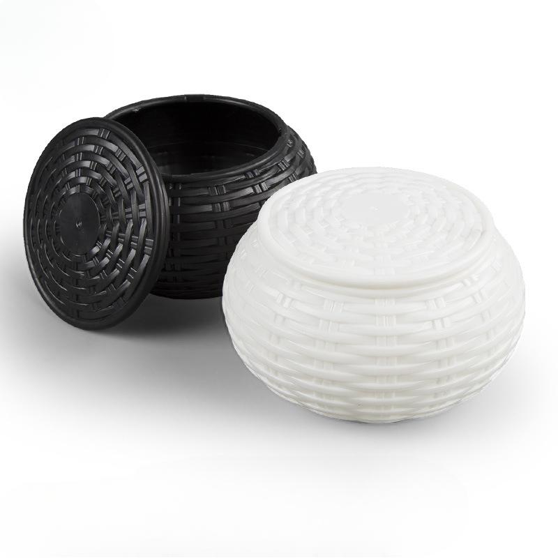 

2Pcs International Go Can Simulation Grass Woven Chess Box Black White Chess Piece Storage Jar Practice Competition Beginner Dry