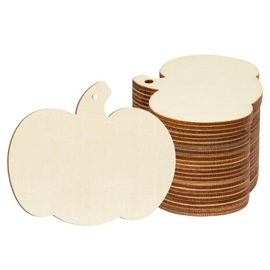 Wooden Pumpkins Ornaments to Paint Unfinished Blank Pumpkin Cutouts for Autumn Thanksgiving Harvest DIY Crafts Halloween Party Supplies