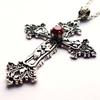 Large Gothic Cross Drill Pendant Jewelry Necklace Silver Color Red Tone Punk Jewellery Fashion Charm Statement Women Gift
