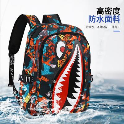 Para alunos do ensino fundamental, mochilas escolares, impressão de padrão personalizado de tubarão, grande capacidade, mochila leve e simples, mochila para homens