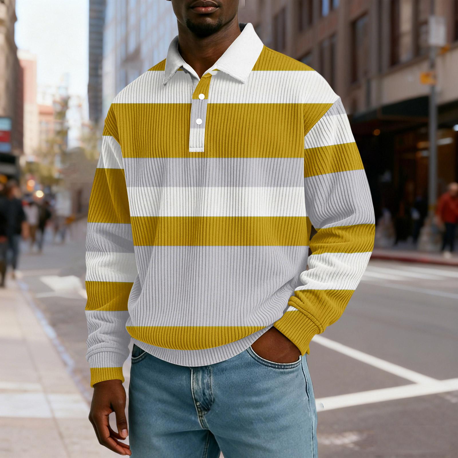 

Мужская повседневная рубашка свободного кроя с воротником на пуговицах и длинными рукавами M жёлтый