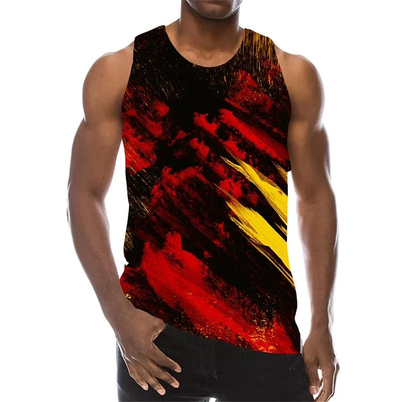 Multi Color 3D Print Tank Top For Men Summer Sports Gym Fitness Sleeveless Vest Tops Art Psychedelic Pigment Pattern T-shirt