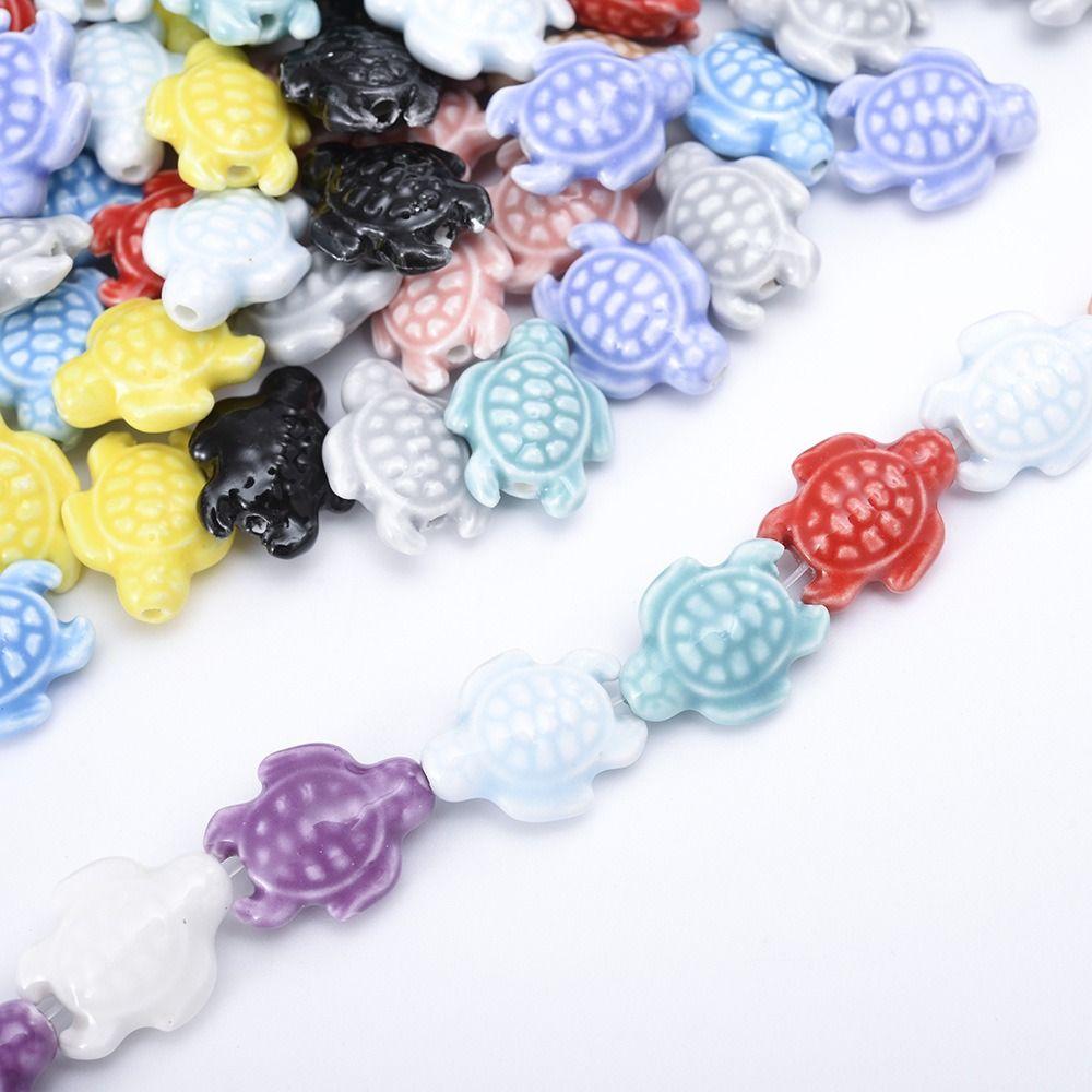 10pcs Fresh Color Ceramic Spacer Loose Beads Ceramic Jewelry Making Material Sea Turtle Bead  Women