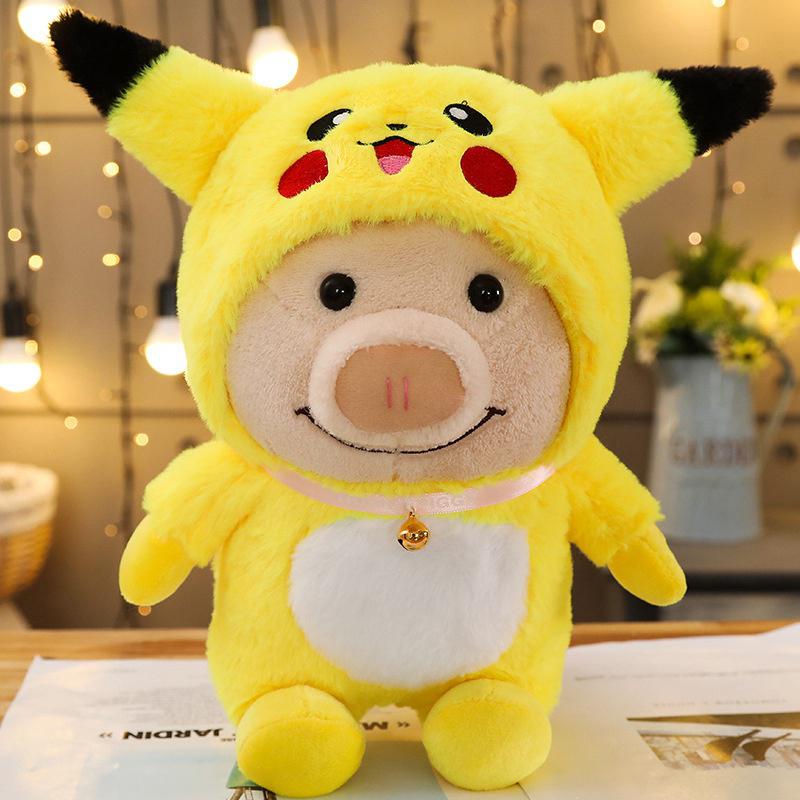 1pc 25cm Cute Piggy Turned Dog Rabbit Rat Mouse Bear Doll Plush Toy  Dog Doll Stuffed Animals Toys For Children Gift
