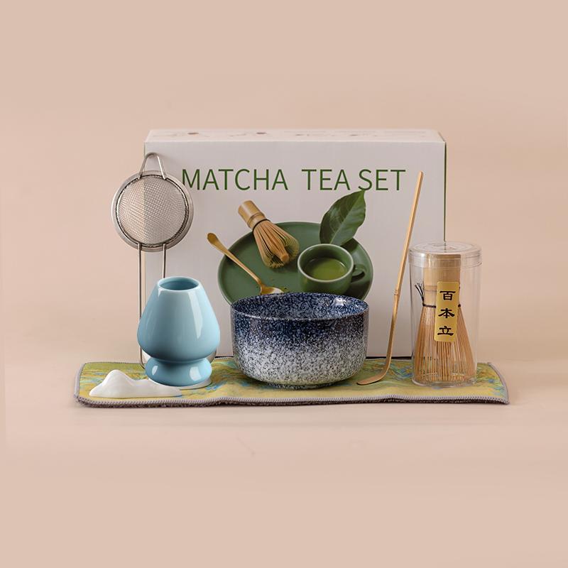 5-7PCS/Set Japanese Matcha Bowl , Spoon, Tea Whisk, Sieve Mesh, Perfect Gift For Ceremony, Traditional Decoration White gift box