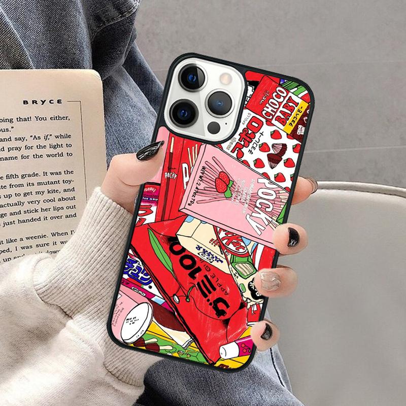 Kawaii Japanese Strawberry Milk Drink Bottle Phone Case for iPhone 17 Air 16 16e 15 Plus for Apple 13 11 12 14 Pro Max