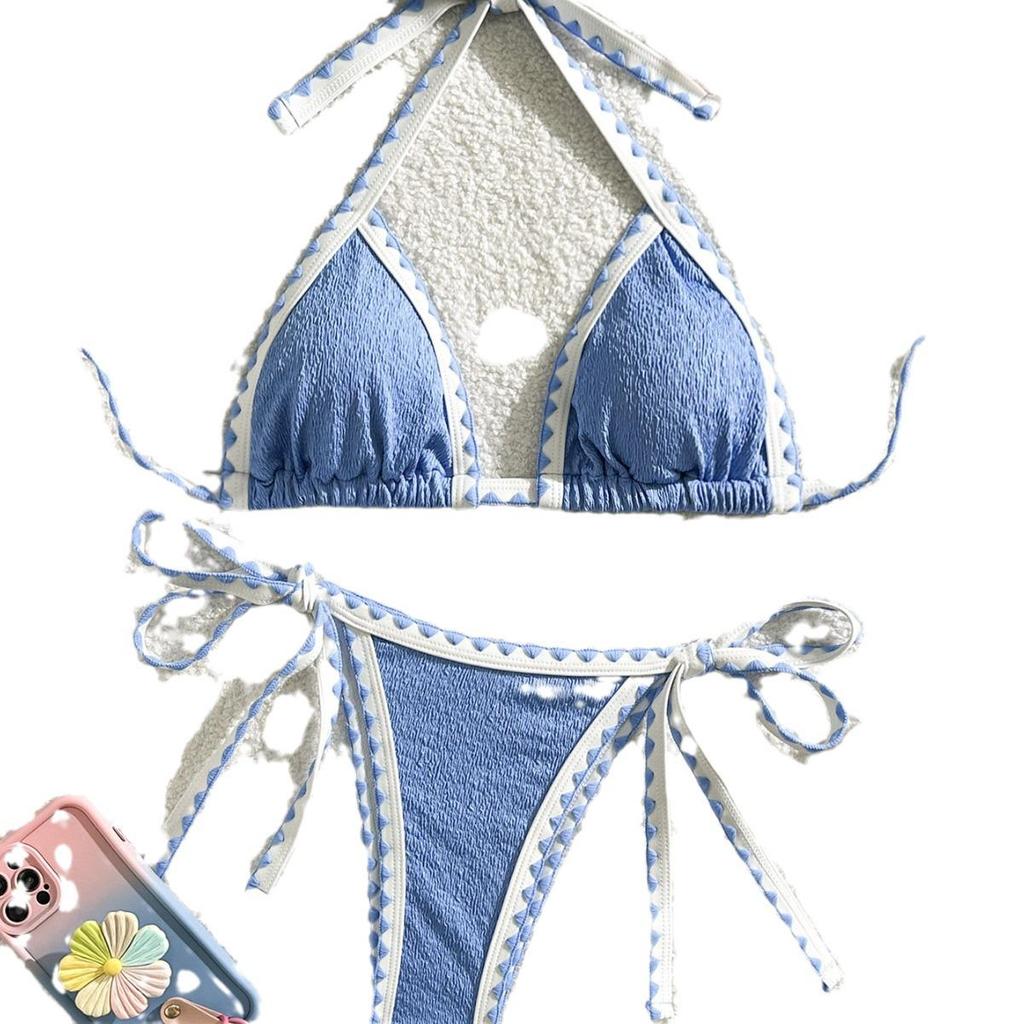 Women's Multicolor Solid Color Swimsuit - Sexy Ins Style Bikini for the Beach