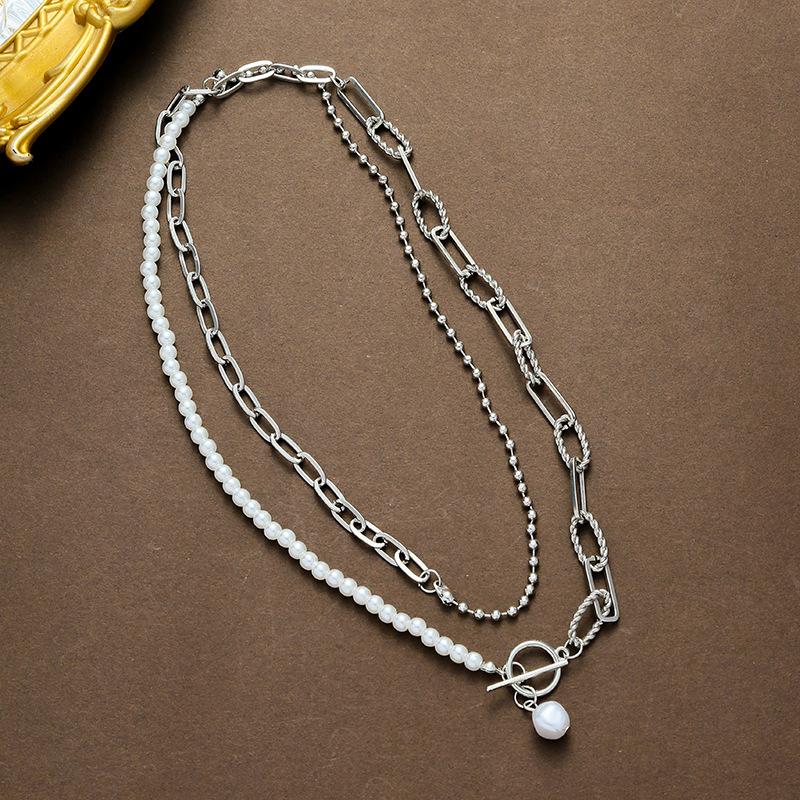 Lange runde Perlenkette gestapelte Halskette Schmuck Retro-Stil personalisierte Perlenhalskette Schmuck