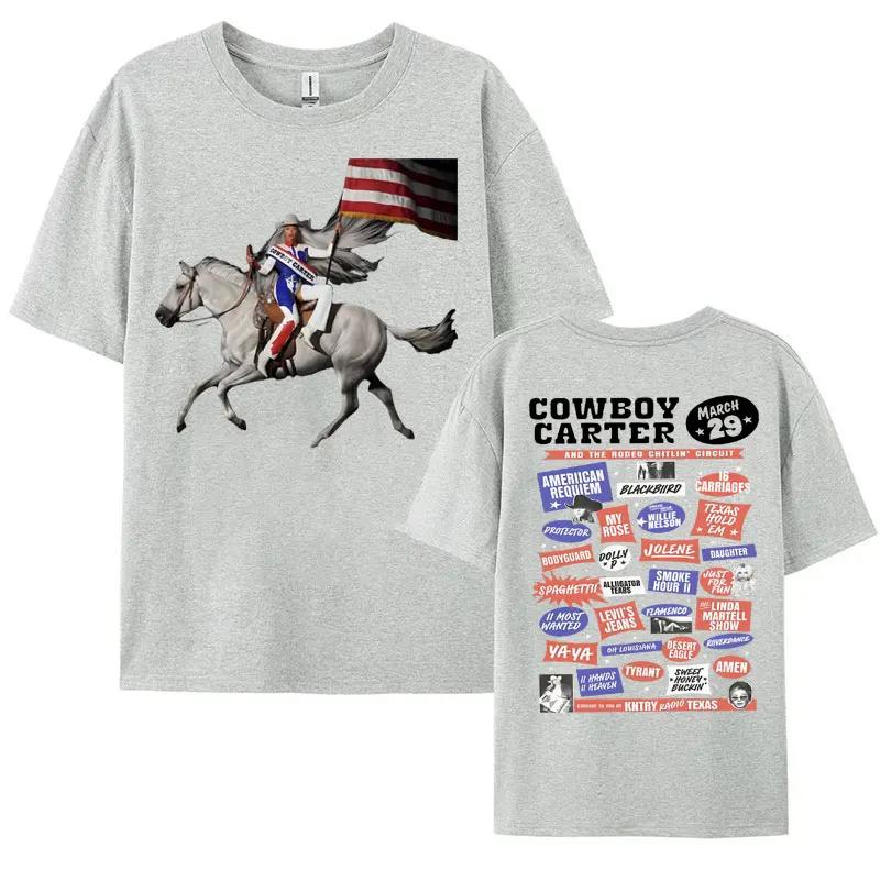 Beyonce Cowboy Carter New Album T Shirts Women Men's Vintage Cotton Oversized T Shirt Harajuku Clothing Streetwear Girls T-shirt