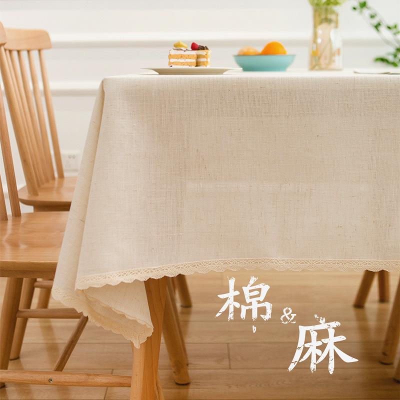 Solid Color White Household Table Cloth Primary Color Cotton And Linen Tablecloth Coffee Table Original White Linen Tablecloth