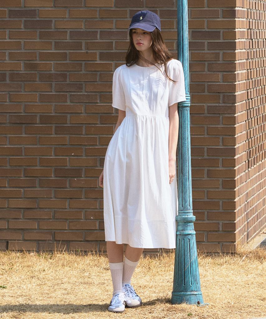 Deuloupisumeon Puff Sleeve Short Sleeve Long Dress [Sky Blue]