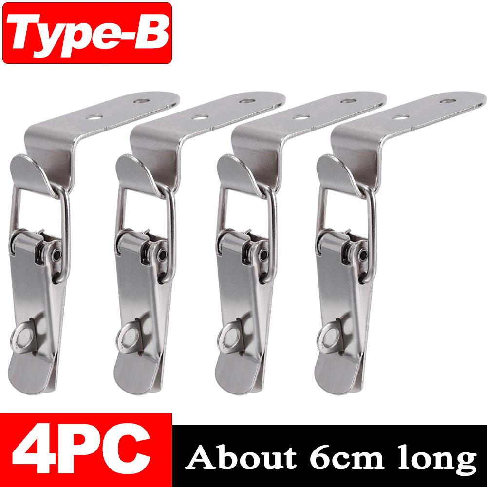 1/12Pcs 90 Degree Duck-mouth Buckle Hook Lock Silver Metal Spring Hasp Latch Catch Clamps Wooden Box Loaded Draw Clasp Hardware