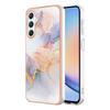 For Samsung Galaxy A25 5G (Global) (161.0 x 76.5 x 8.3mm) Case with IMD Marble Flower Pattern TPU Mobile Back Cover