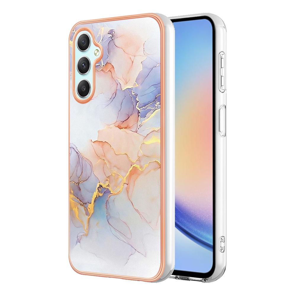 For Samsung Galaxy A25 5G (Global) (161.0 x 76.5 x 8.3mm) Case with IMD Marble Flower Pattern TPU Mobile Back Cover