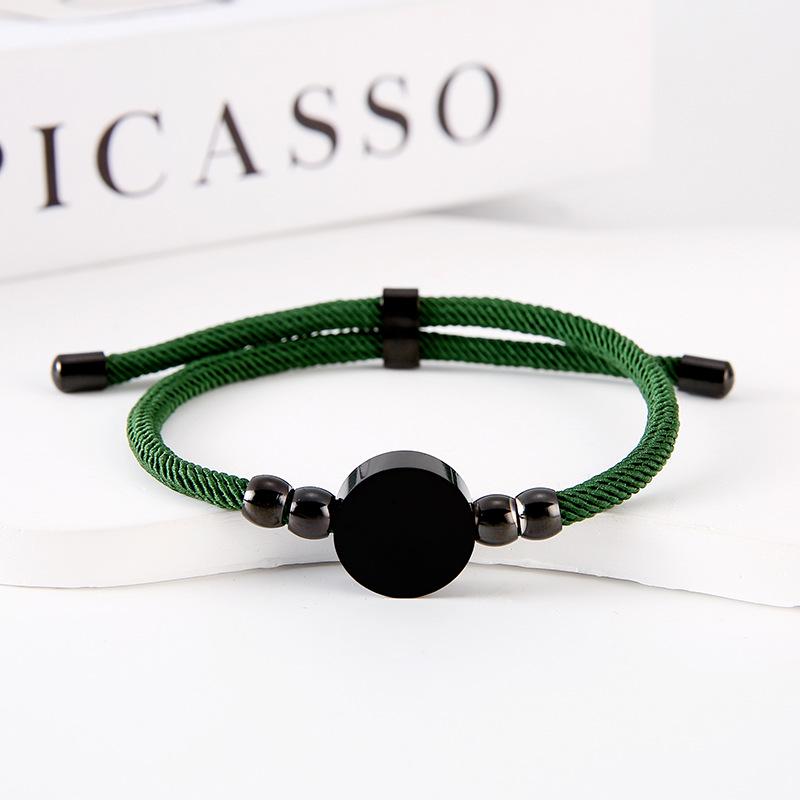Stainless Steel Multi-Color Adjustable Bracelet with Round Tag for Laser Engraving, 15mm Hole