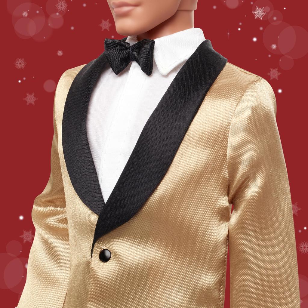 Barbie Holiday Ken Brunette Signature Black Doll House for Pretend Ages 6 and JGK56 Dress-Up Play, Up, Gold,