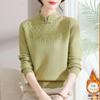 Middle-aged Elderly Women's Autumn Winter New Knitted Base Shirt Half Turtleneck Plus Velvet Thickened Sweater Fashion Top