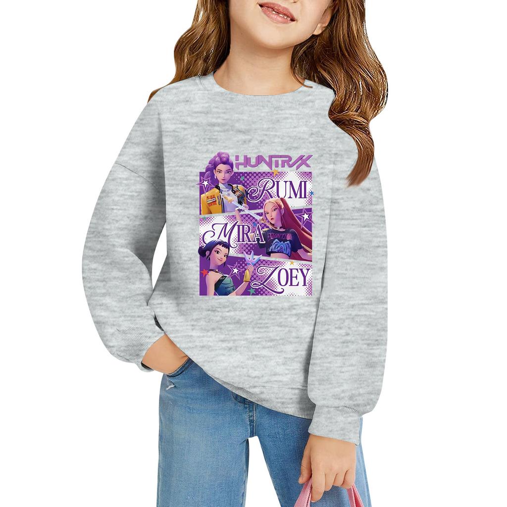 Kids' Long Sleeve Loose Pullover Letter Printed Round Neck Sweatshirt