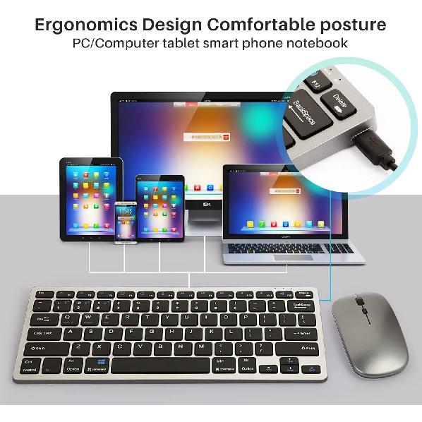 Custom Layout 78keys Portable Plastic Computer Rechargeable Wireless Keyboard and Mouse for Laptop