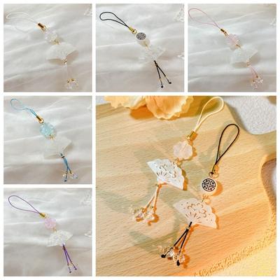 Chinese Style Phone Pendant Fan Mobile Phone Strap Keyring Mobile Phone Chain  Phone Decoration