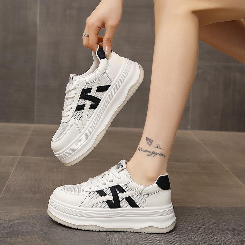 

Platform white shoes women s skirt 2025 new summer versatile small height increase non-slip mesh casual women s shoes 40 чёрный