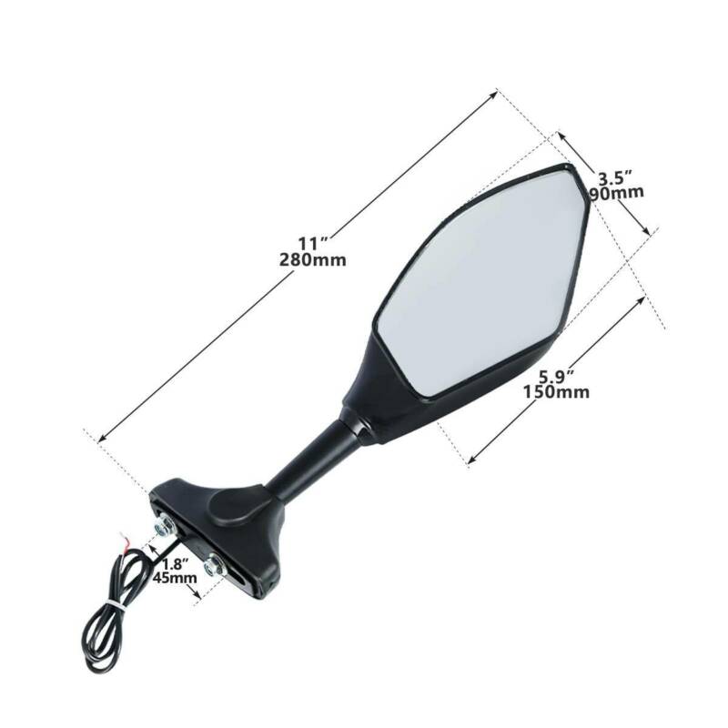 Motorcycle LED Turn Signal View Mirrors For Kawasaki ZX-6R ZX636 ZX6RR ZX10R Yamaha R1 R6 SUZUKI GSXR 600 1000
