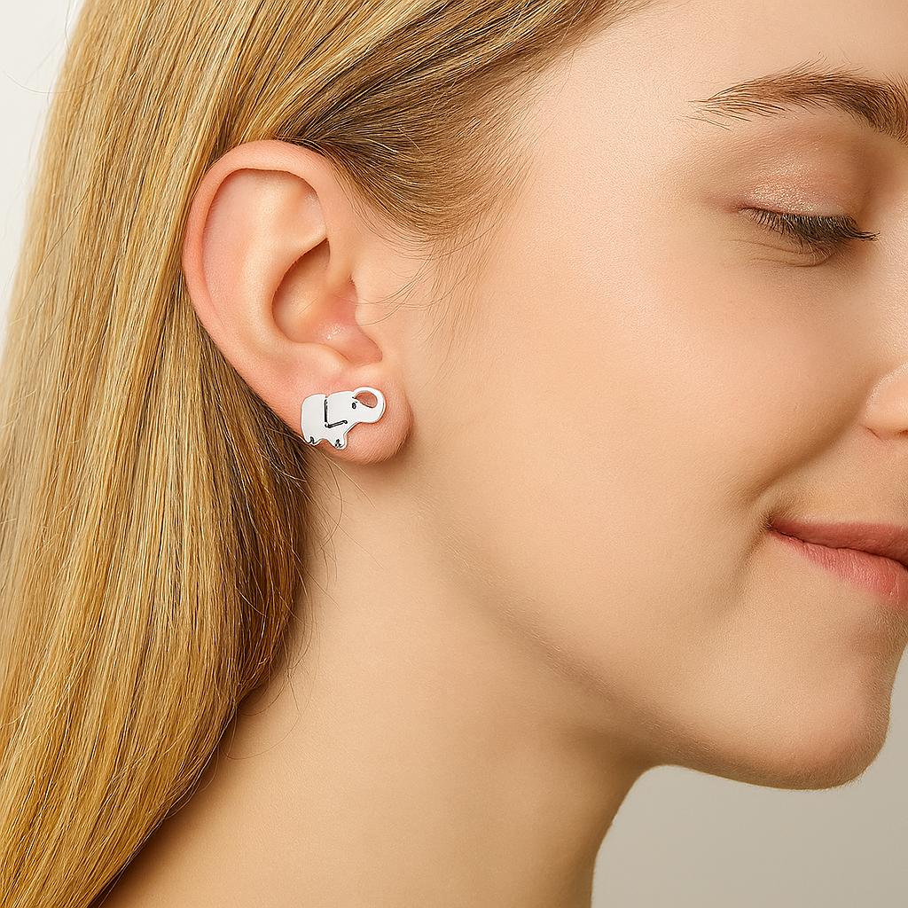 Elephant Stud Earrings - 925 Sterling Silver