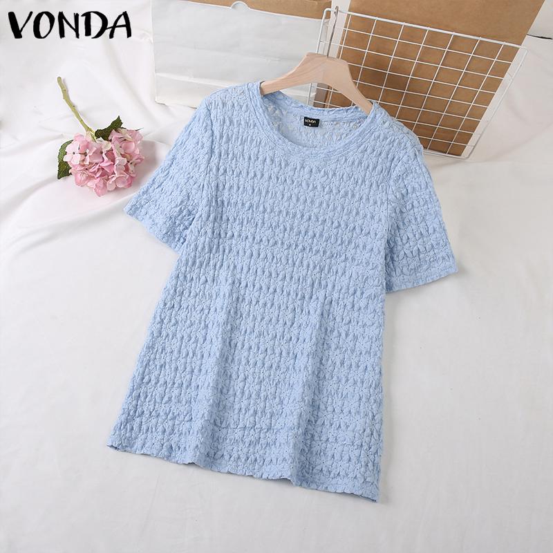 

Летние женские однотонные топы с короткими рукавами VONDA