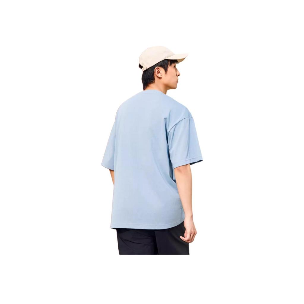 Anta Life Series Solid Color Round Neck Loose Short Sleeve T-Shirt Men Tops Gray Blue 952428102-3
