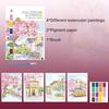 Portable Watercolor Painting Book 4 Sheets Coloring Book with Paint Brush Gouache Book Kids Graffiti Picture Drawing Stationery