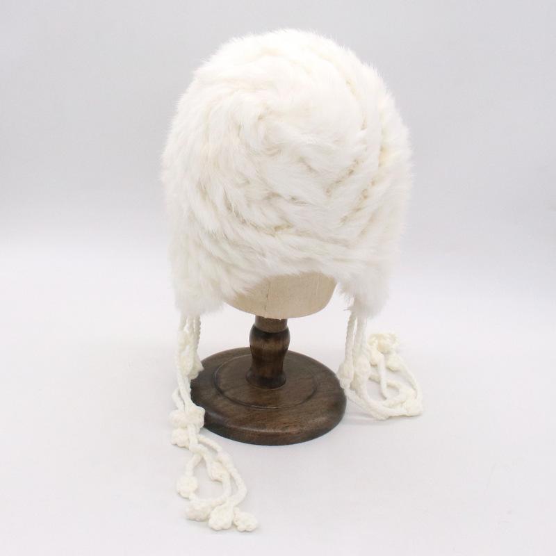 Female Winter Western Sichuan Travel Photo Show Face Small Ear Hat Trendy Rabbit Hair Knitted Fluffy Pullover Hat