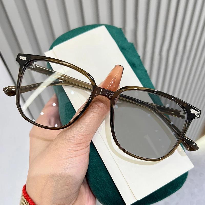 Ultralekkie Fotochromowe Okulary Przeciwsłoneczne Duże Modne Anty-niebieskie Okulary Korekcyjne Męskie Damskie Do Dalekowzroczności Dioptrie 0 Do -4.0