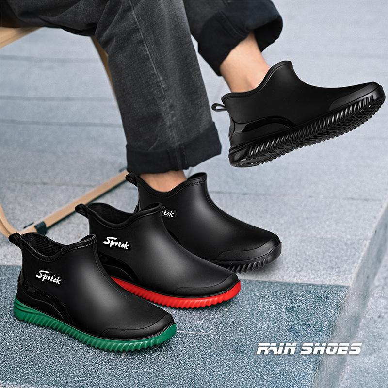 Modische Kurze Regenstiefel für Erwachsene Wasserdichte Knöchelschuhe Rutschfestes Langlebiges Gummi-Schuhwerk für Herren Damen Geeignet für Regentage