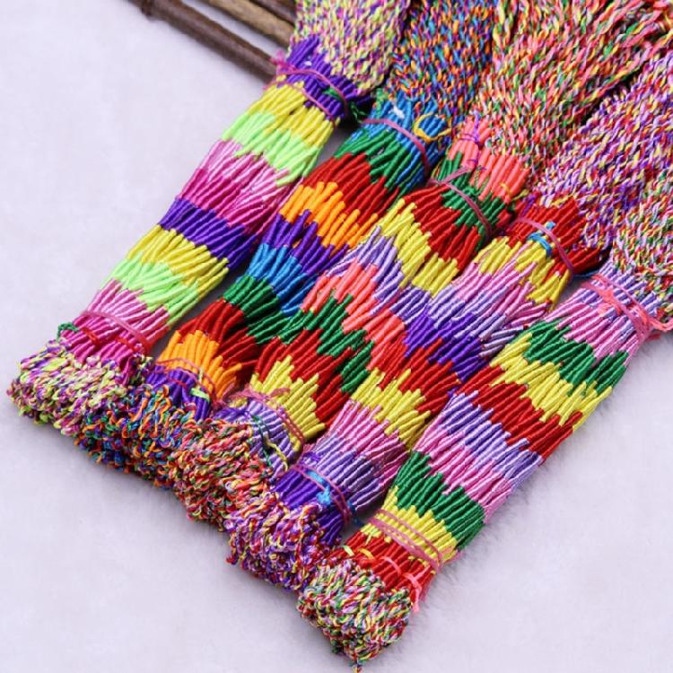 Women Girls Jewelry Gift DIY Hand-Making Cotton Rope Bracelets Random Color