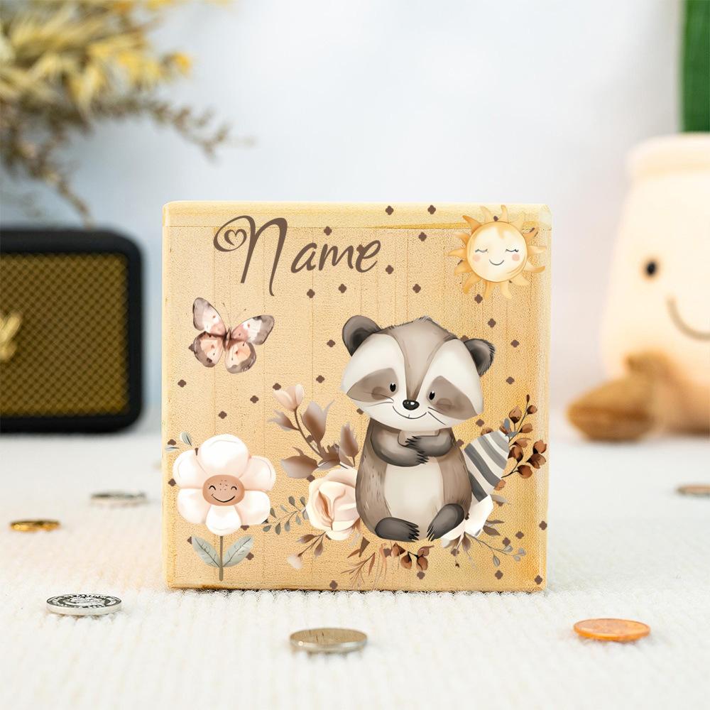 Personalized Piggy Bank with Name Kids Coin Bank Wooden Piggy Banks Gift Kid Christmas Gift Nursery Decor Money Box for Children