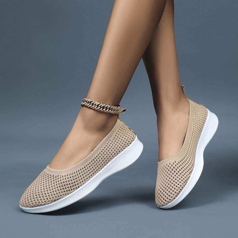 Neue Sommer-Mesh-Schuhe flache lässige Damenschuhe atmungsaktiv, leicht, flachmündig bequem große Größe Damenschuhe
