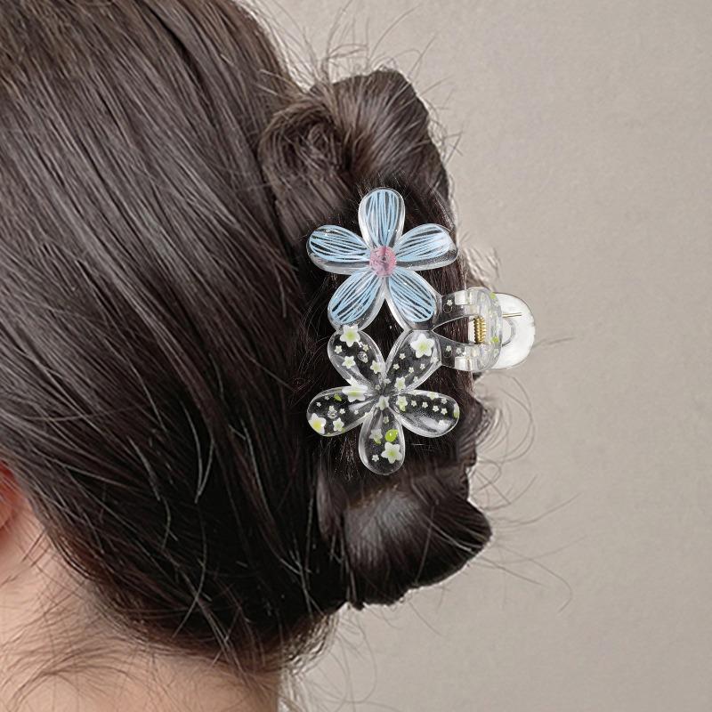 Sweet and Fresh Graffiti Style Flower Grappling Clips Shark Clips Back of The Head Updo Hair Clips Hair Accessories