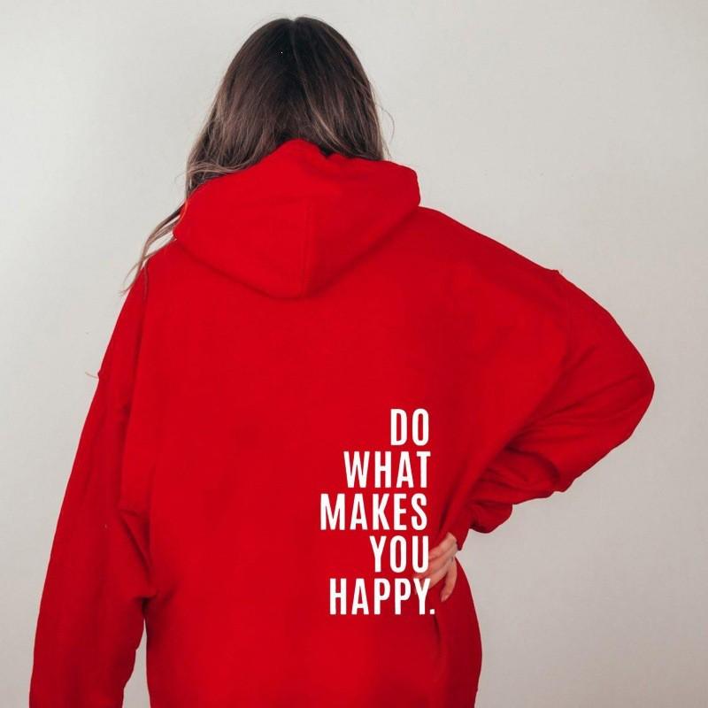 Womens Hooded Sweatshirt Streetwear Loose Fit Long Sleeve Printed Pullover Casual Top