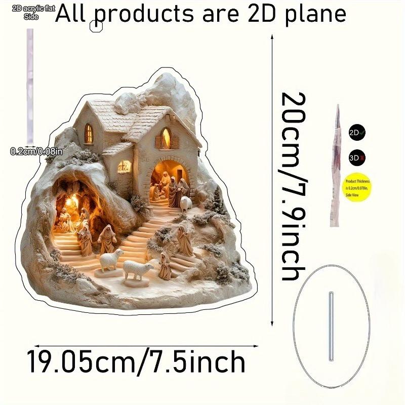 2D-Tischdekoration „Weihnachtsszene“ aus Acryl, Jesus, geeignet für Wanddekoration, Veranda, Zimmer, Villa, Akzente in Zuhause, Flur oder Büro – R