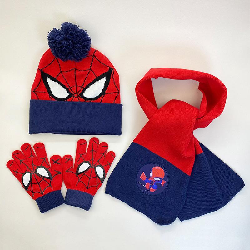 Cozy And Colorful Spider Man Knit Hat Scarf And Gloves Set For Boys Autumn Winter Outdoor Fun