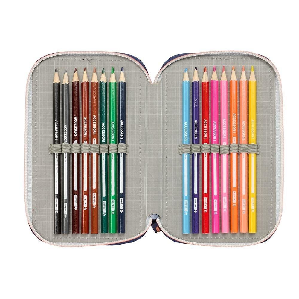FC Barcelona Triple Filled Pencil Case 37 PCS 412526857 Navy Blue