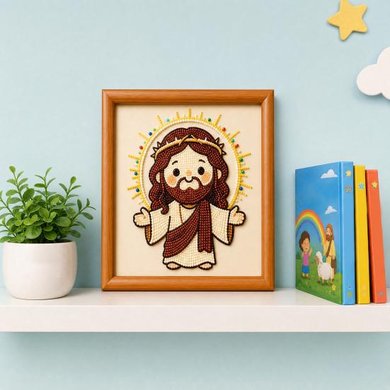 Jesus Faux Pearl Painting Kit, DIY Handmade Jesus Rhinestone Painting Crafts, Beginner Friendly Religious Art Painting for Home Decoration