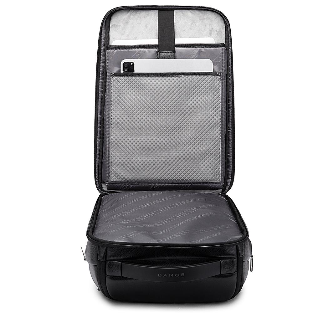 BANGE Men's Casual Leather Business Backpack - Top Layer Cowhide Fashion Computer Bag