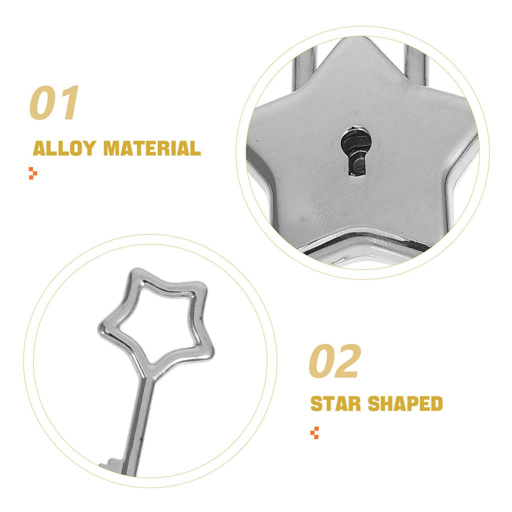 2Pcs Star Shaped Padlock Alloy Small Lock Easy Open Keys Travel Luggage Diary Book Piggy Bank Lock Security Lockers