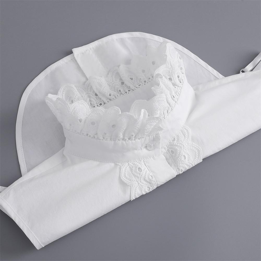 Women's Rhinestone Faux Collar Chiffon Blouse M