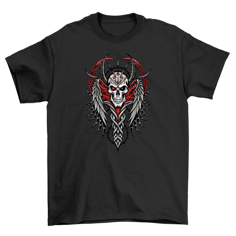 Gothic_66 Skull Horns Funny T-shirt - Show Your Dark Side With Style! Unisex Cot