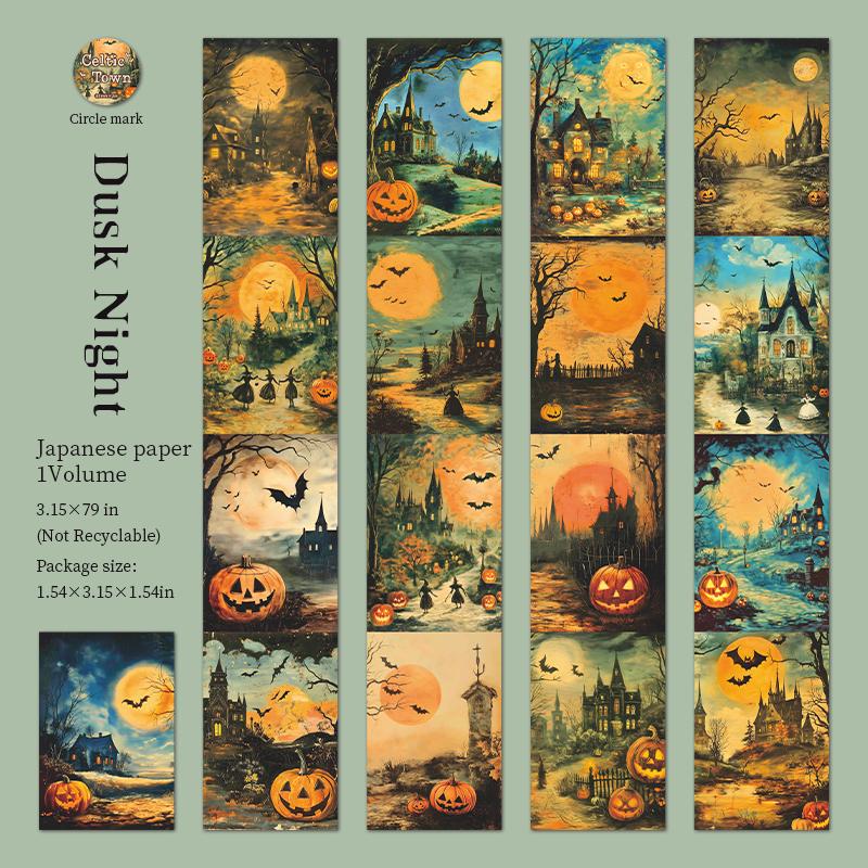 2m/roll Celtic Town Series Decor Halloween Washi Tape Creative Planner Handbook Collage DIY Scrapbook Material Masking Tape