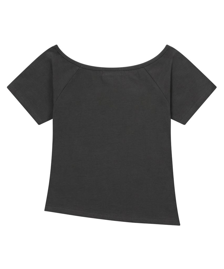 Mucent Glint One Shoulder Cubic Point Asymmetrical Short Sleeve Tee